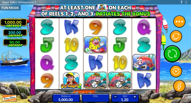 Super Sally's Shrimpmania 2 - リールにSticky Wildがあり、ランダムな倍率で有効なセッション